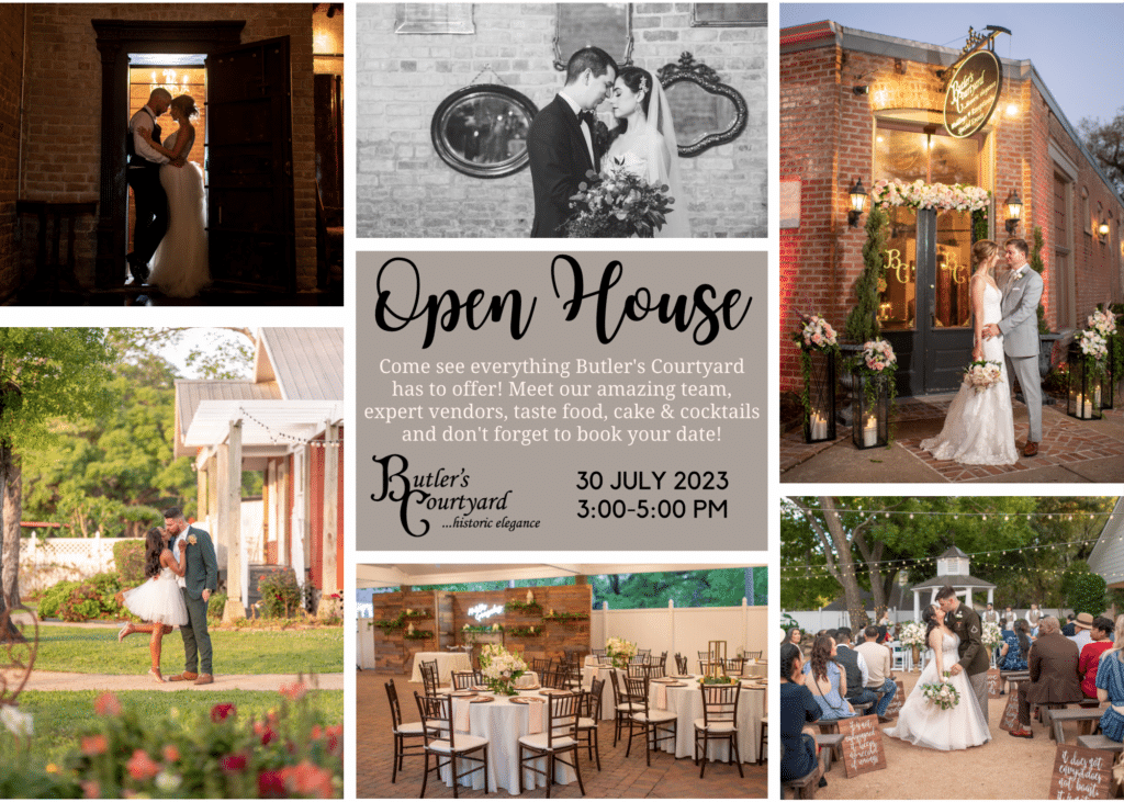 Invitation with day and time for Wedding Open House in Houston,