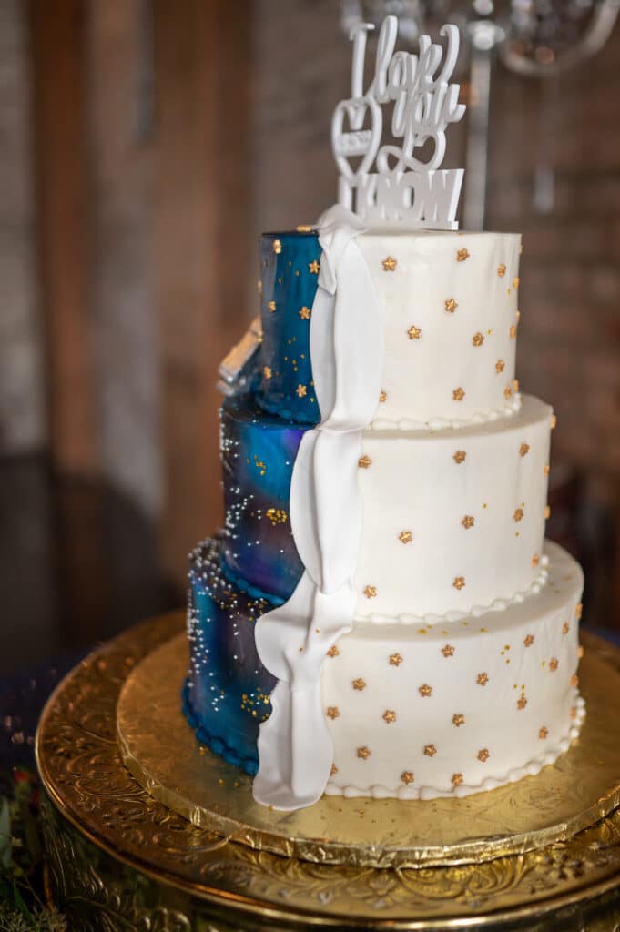 Star Wars wedding cake at Butler's Courtyard during a Star Wars themed wedding