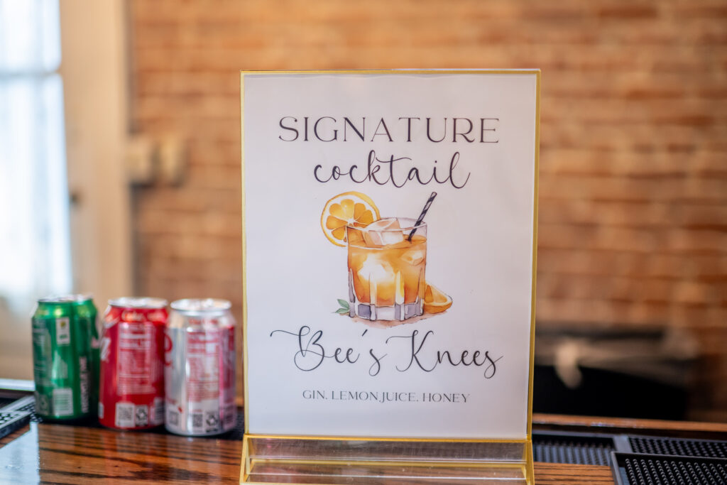 Custom Bar Menu at Houston Wedding Venue for signature cocktails at a wedding