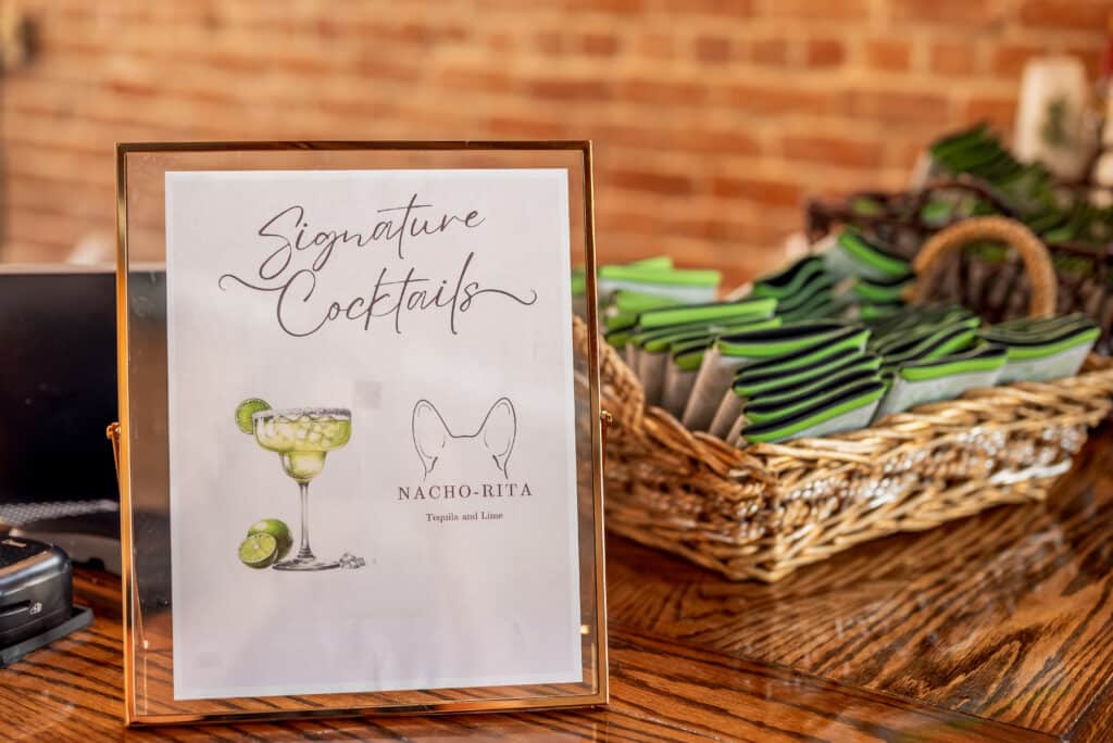 Custom Bar Menu at Houston Wedding Venue for signature cocktails at a wedding